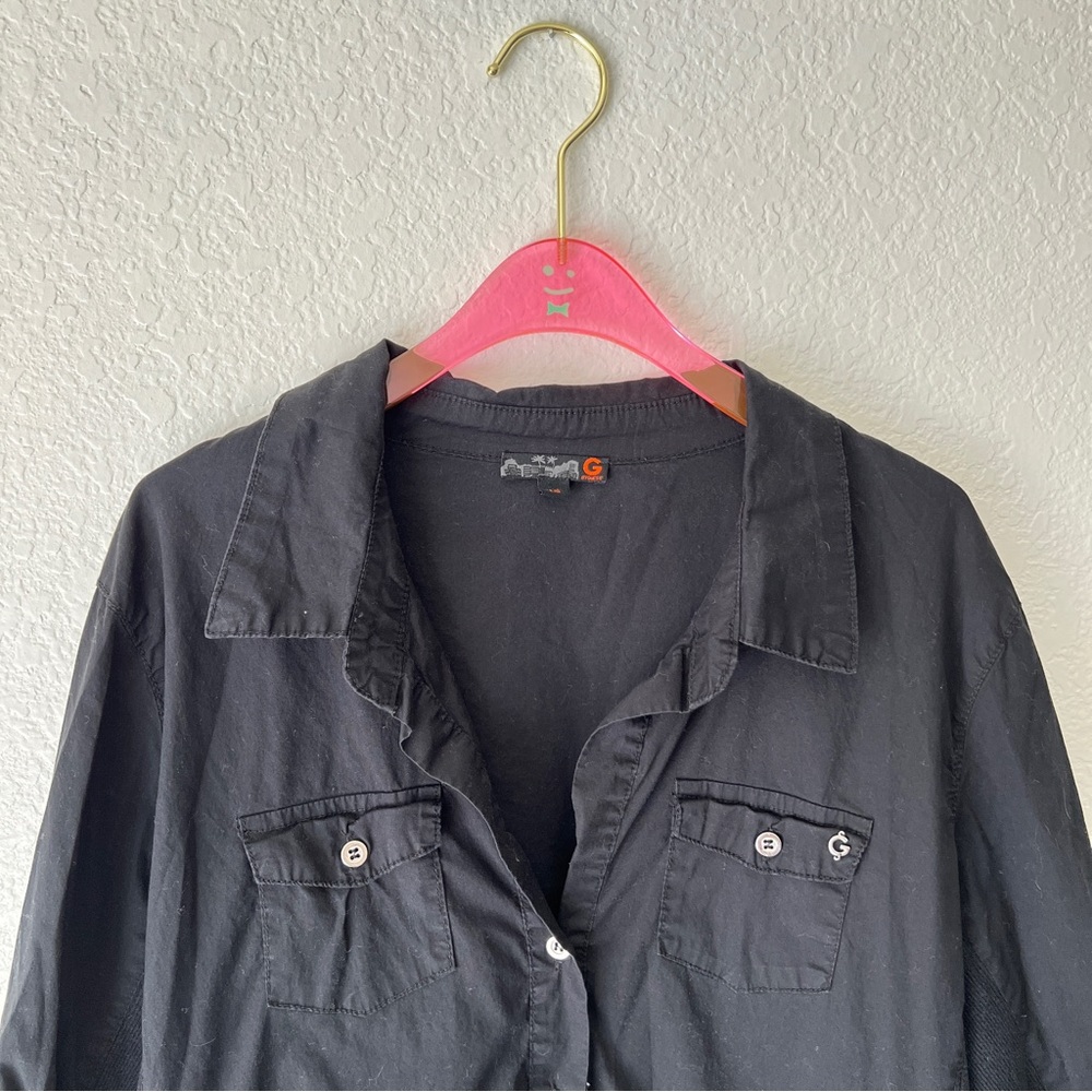 G by Guess Black Button Up Utility Long Sleeve Size Large - Picture 2 of 9